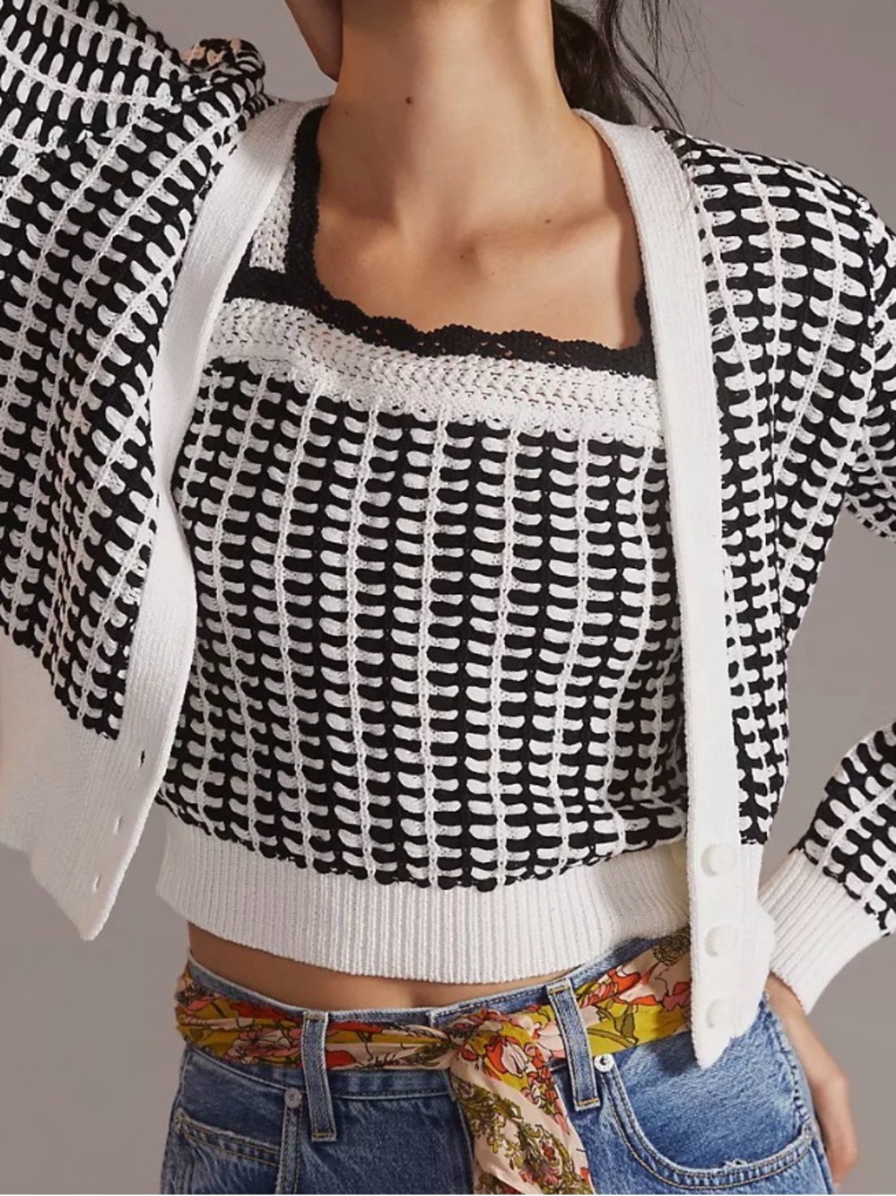 Maeve by Anthropology Preston Crochet Eclectic Grandpa Cardigan